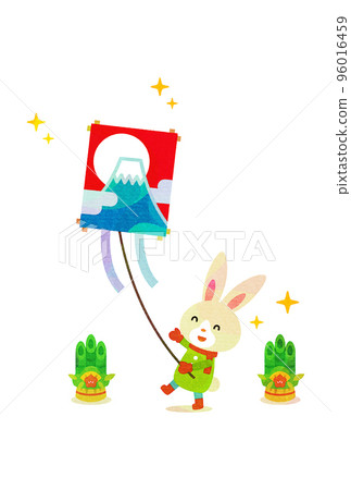 Kite flying 2023 Year of the Rabbit New Year's card Kite flying 2023 Year of the Rabbit New Year's card 96016459
