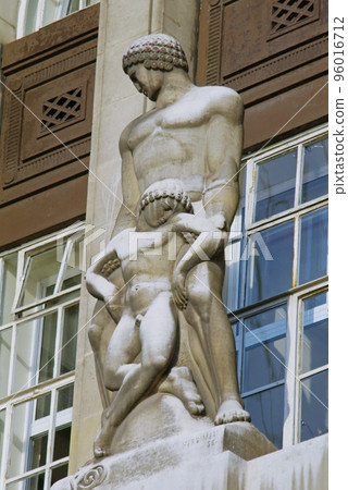 Care of the Sick or Healing sculpture on the facade of County Hall, London, UK. Care of the Sick or Healing sculpture on the facade of County Hall, London, UK. 96016712