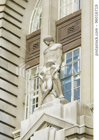 Care of the Sick or Healing sculptureon the facade of County Hall, London, UK. Care of the Sick or Healing sculptureon the facade of County Hall, London, UK. 96016719