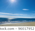 Sky and sea with contrails 96017952