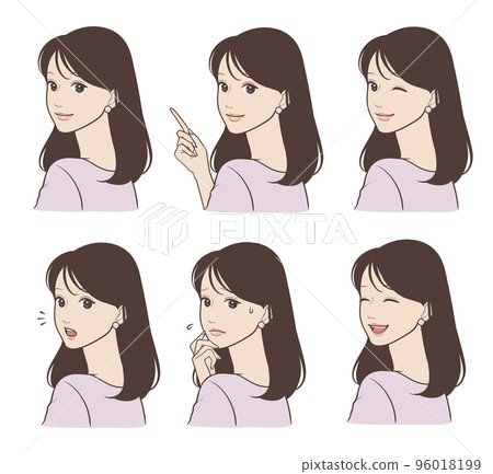 Women's illustration material facial expression set Women's illustration material facial expression set 96018199