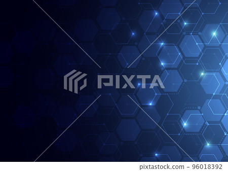 Abstract science template. Technology lines and dots connection background. Wallpaper or banner with a DNA molecules. Vector illustration Abstract science template. Technology lines and dots connection background. Wallpaper or banner with a DNA molecules. Vector illustration 96018392