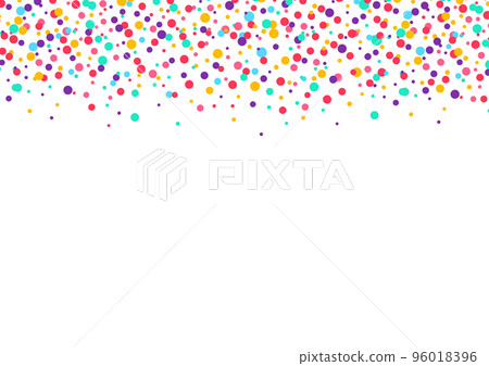 Multicolored circle confetti background design. Charming celebration festive overlay template. Vector illustration Multicolored circle confetti background design. Charming celebration festive overlay template. Vector illustration 96018396