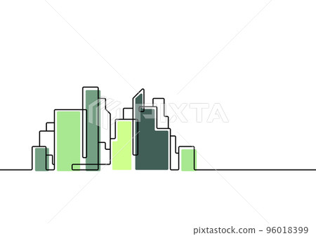 Continuous line drawing. City landscape modern on white background. Vector illustration Continuous line drawing. City landscape modern on white background. Vector illustration 96018399