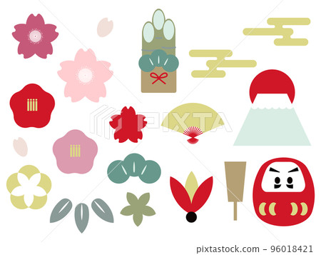 Illustration material set of auspicious New Year Illustration material set of auspicious New Year 96018421