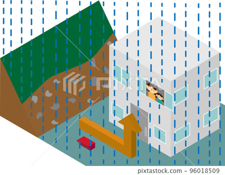 由於無法及時撤離到等距避難所而垂直撤離的父母和孩子 96018509