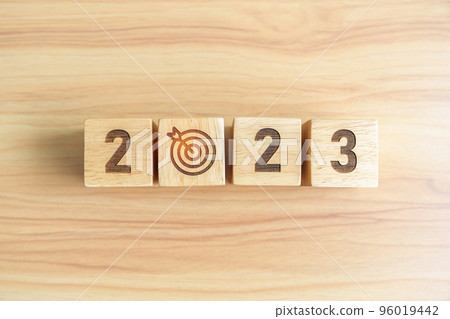 2023 block with dartboard icon. Goal, Target, Resolution, strategy, plan, Action, mission, motivation, and New Year start concepts 2023 block with dartboard icon. Goal, Target, Resolution, strategy, plan, Action, mission, motivation, and New Year start concepts 96019442