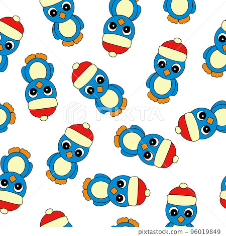 Seamless Pattern with Penguin on White Background. 96019849