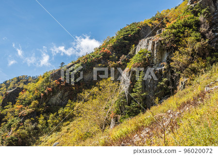 晴天時從長野縣和岐阜縣邊界的西穗高嶽山脊線看到的阿爾卑斯山脊線，北阿爾卑斯山脈 96020072