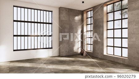 Cleaning empty room interior japandi wabi sabi style.3D rendering 96020279