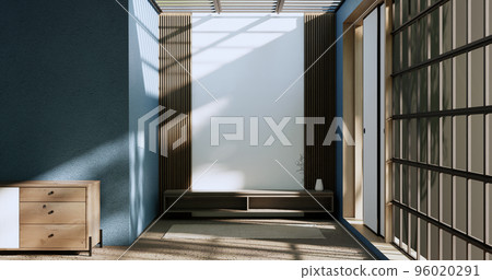 cabinet in modern zen living room on light blue wall background,3d rendering cabinet in modern zen living room on light blue wall background,3d rendering 96020291