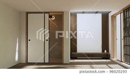 Cabinet room wooden interior wabisabi style.3D rendering 96020293