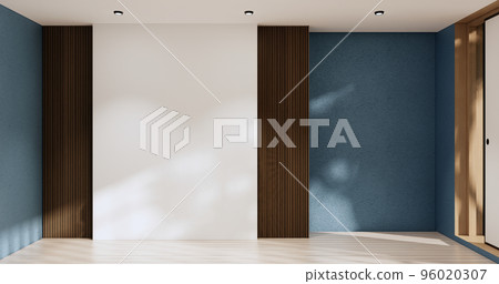 blue room and wood panels wall background 3D illustration rendering 96020307