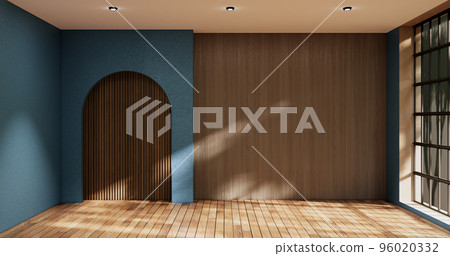 blue room and wood panels wall background 3D illustration rendering blue room and wood panels wall background 3D illustration rendering 96020332