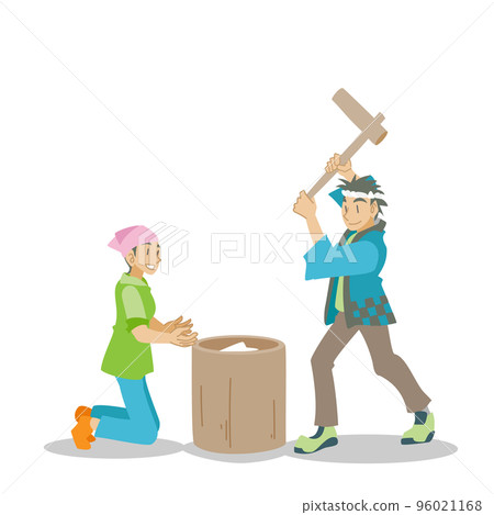 A couple making mochi 96021168