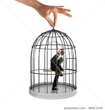 Caged businessman 96021249
