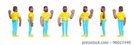 3D render, male character model turnaround sheet 3D render, male character model turnaround sheet 96021446