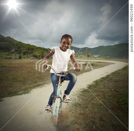 Bicycle of little girl Bicycle of little girl 96021499