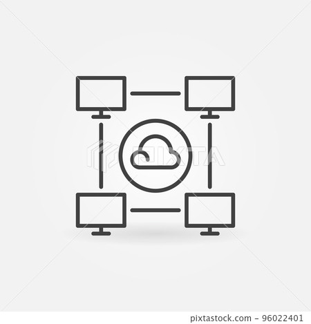 Cloud with Computers linear icon - vector Cloud Computing sign Cloud with Computers linear icon - vector Cloud Computing sign 96022401