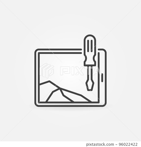 Tablet with Broken Screen vector concept outline icon Tablet with Broken Screen vector concept outline icon 96022422