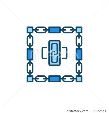 Blocks with Chains blue icon - vector Blockchain concept sign 96022441