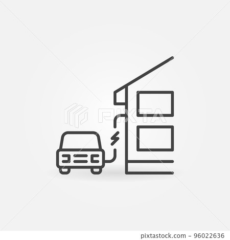 Charging Electric Vehicle at Home linear vector icon Charging Electric Vehicle at Home linear vector icon 96022636