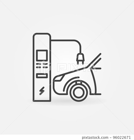 EV and Electric Recharging Point vector thin line icon EV and Electric Recharging Point vector thin line icon 96022671