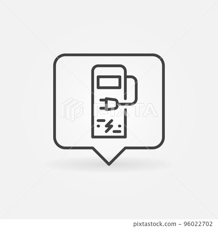 Speech Bubble with EV Charging Station linear vector icon 96022702