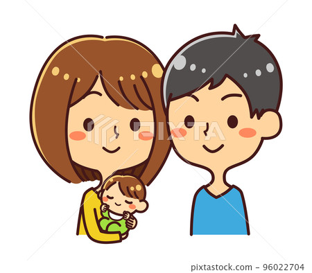 Young couple and baby illustration material Young couple and baby illustration material 96022704