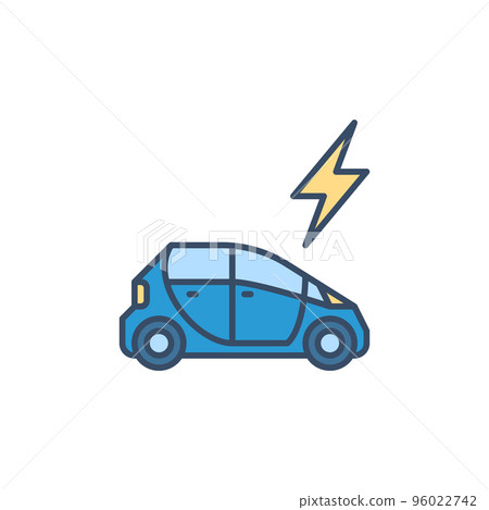 Electric Car and Lightning vector concept colored icon 96022742