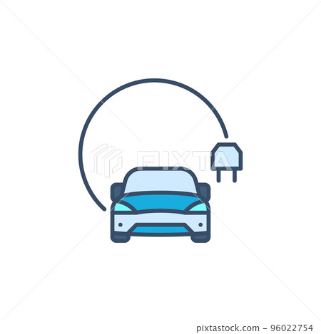 Electric Car with Round Cable and Plug vector colored icon Electric Car with Round Cable and Plug vector colored icon 96022754