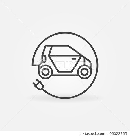 Electric Car with Round Cable and Plug linear vector icon Electric Car with Round Cable and Plug linear vector icon 96022765