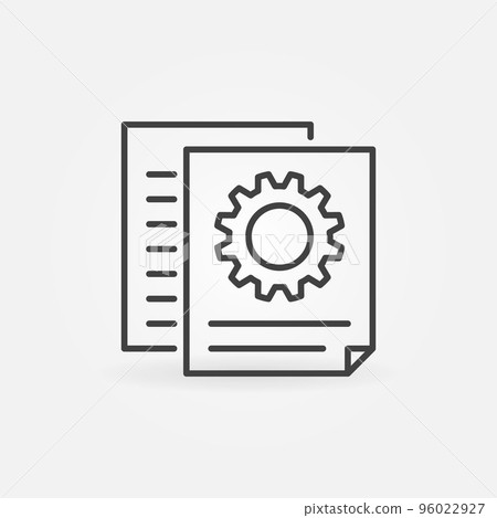 Documents With Cog Wheel vector concept line icon 96022927