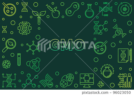 Vector GMO concept horizontal outline green frame 96023050