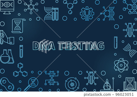 DNA Testing vector concept blue linear illustration or frame 96023051