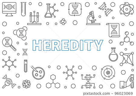 Heredity horizontal frame in linear style. Vector illustration 96023069