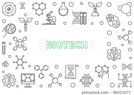 Vector Biotech horizontal outline frame or illustration 96023071