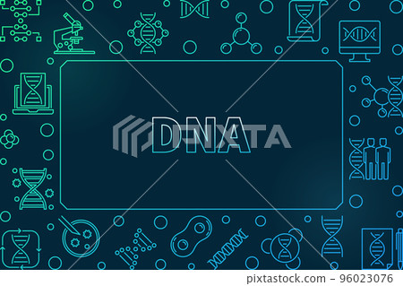 DNA colorful linear horizontal frame. Vector illustration 96023076