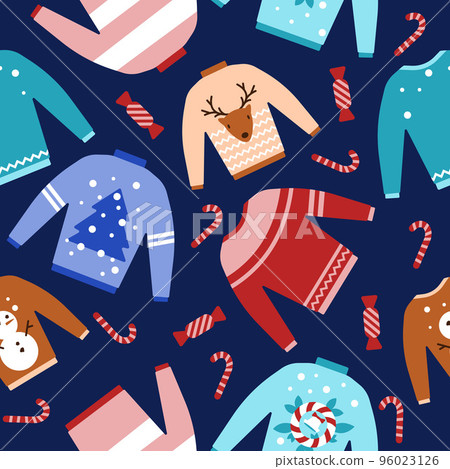 Seamless Pattern Ugly Sweater Winter Cloth Warm Shirt Background 96023126