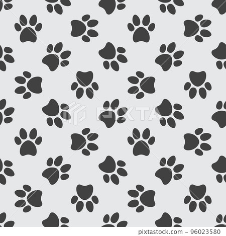 Vector Modern Seamless Pattern with Pet Paw Prints 96023580