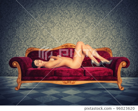 Naked on luxury sofa 96023620