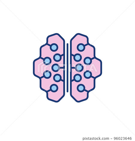 Neuron Connections in Human Brain colored vector icon 96023646