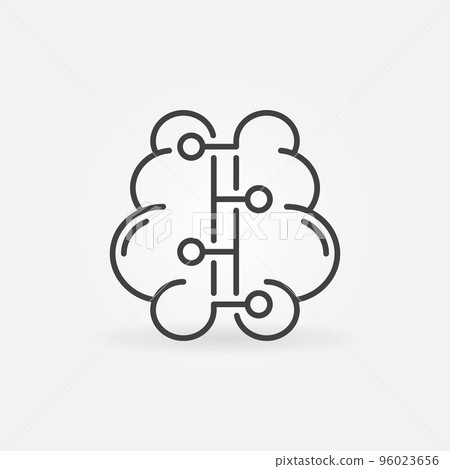 Vector Human Brain with Connections thin line minimal icon 96023656