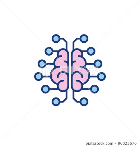 Neuron Connections in Human Brain colored vector icon Neuron Connections in Human Brain colored vector icon 96023676