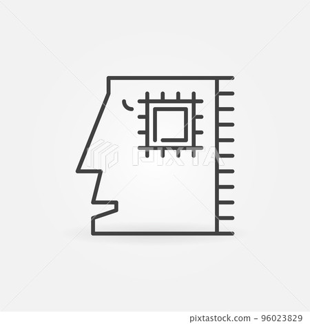Abstract Human Head with Microchip vector line icon 96023829