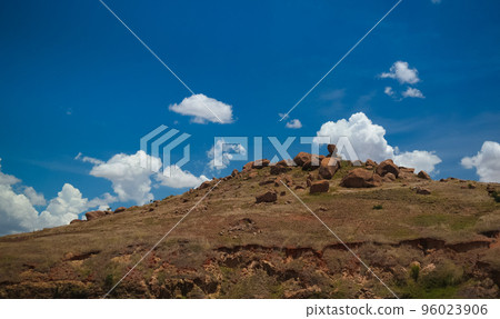 Landscape to Andringitra mauntain range, Ihosy, Madagascar 96023906