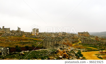 Panorama of ruined abandoned dead city Serjilla in Syria Panorama of ruined abandoned dead city Serjilla in Syria 96023925