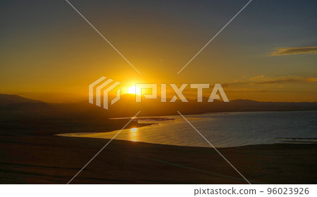 Panorama of Song Kul lake at the sunset, Kyrgyzstan Panorama of Song Kul lake at the sunset, Kyrgyzstan 96023926
