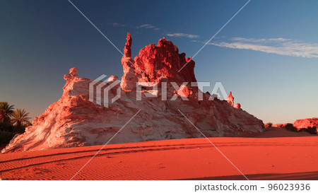 Sunrise at sandstone formation in the Sahara desert near Yoa Lake group of Ounianga Kebir, Ennedi, Chad 96023936