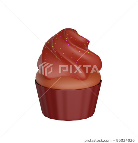 3d rendering of cupcake fast food icon 96024026